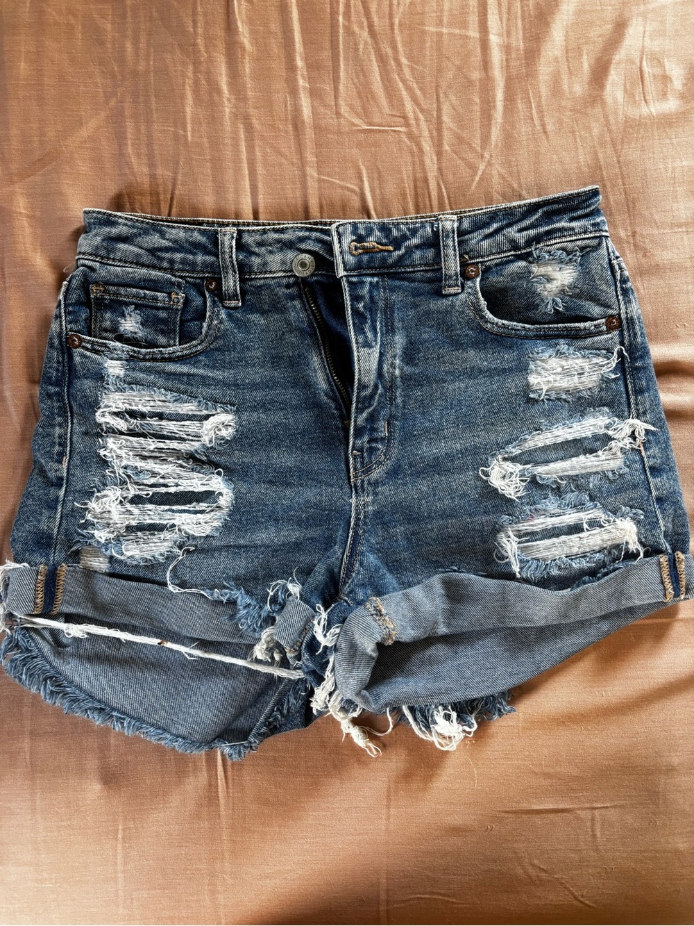 American Eagle Outfitters Distressed Blue Denim Jean Shorts